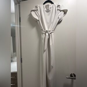 Calvin Klein White Puff Sleeve Jumpsuit